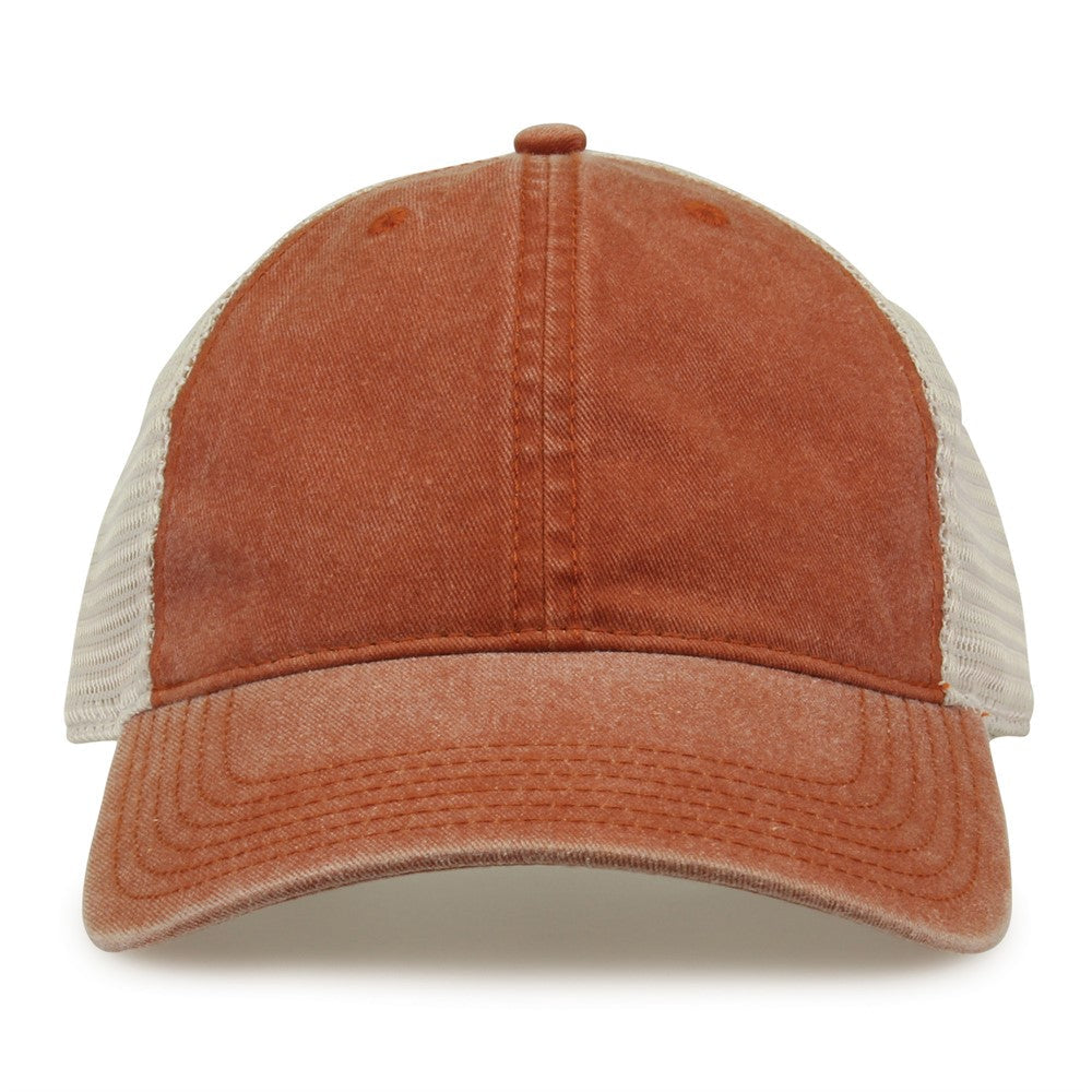 The Game Gb460 Pigment Dyed Twill & Soft Trucker Cap - Texas Orange