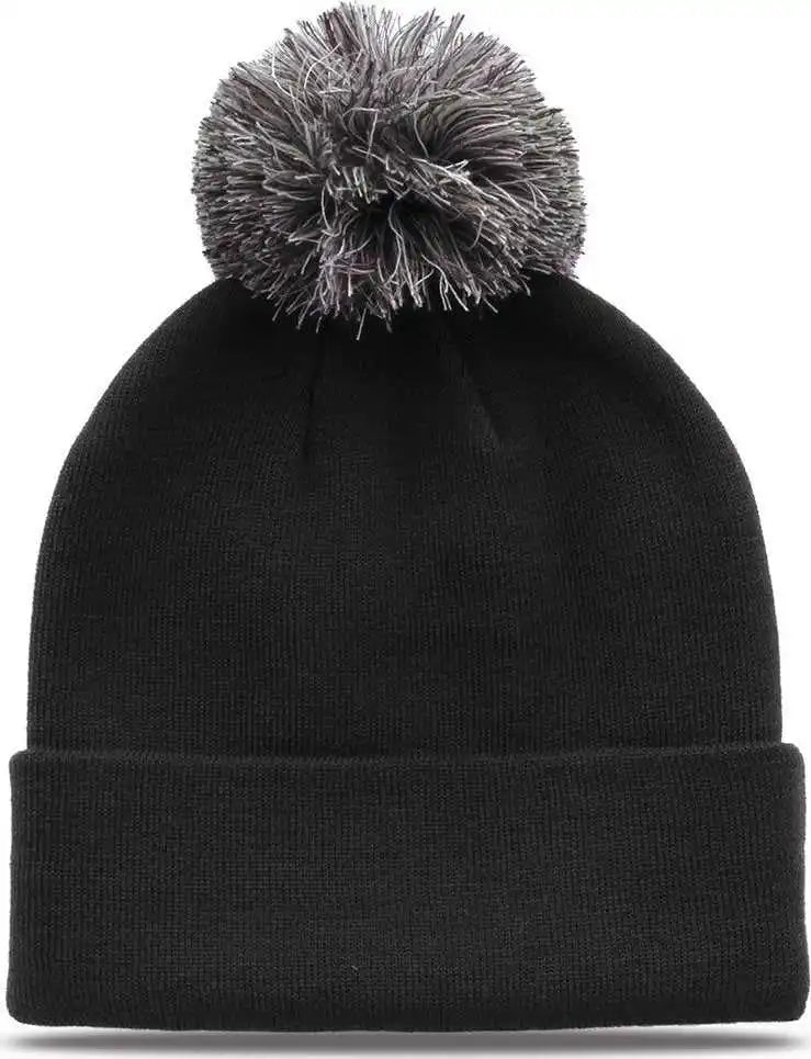 The Game Gb461 Roll Up Beanie with Pom Charcoal Dark Gray / one Size Fits Most