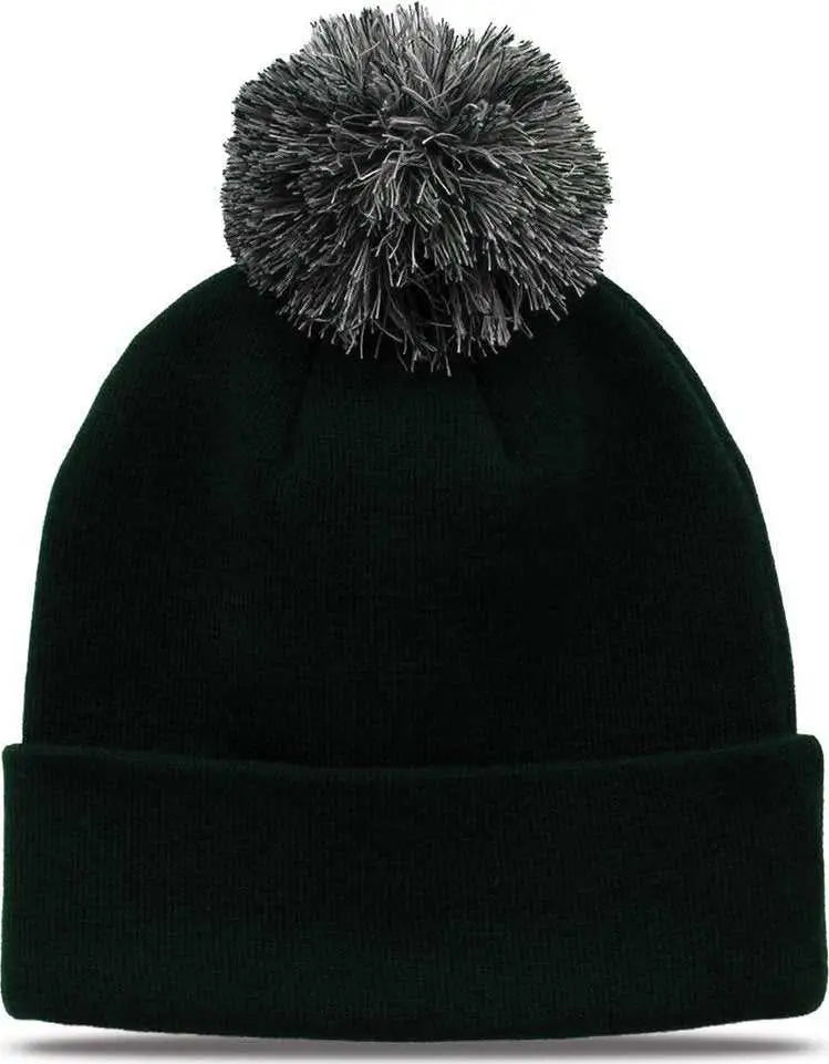 The Game Gb461 Roll Up Beanie with Pom - Dark Green