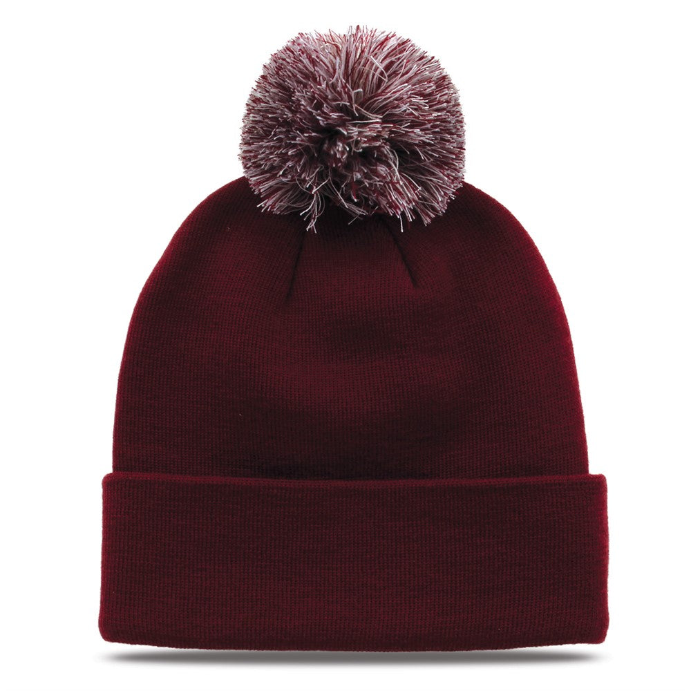 The Game Gb461 Roll Up Beanie with Pom - Dark Maroon