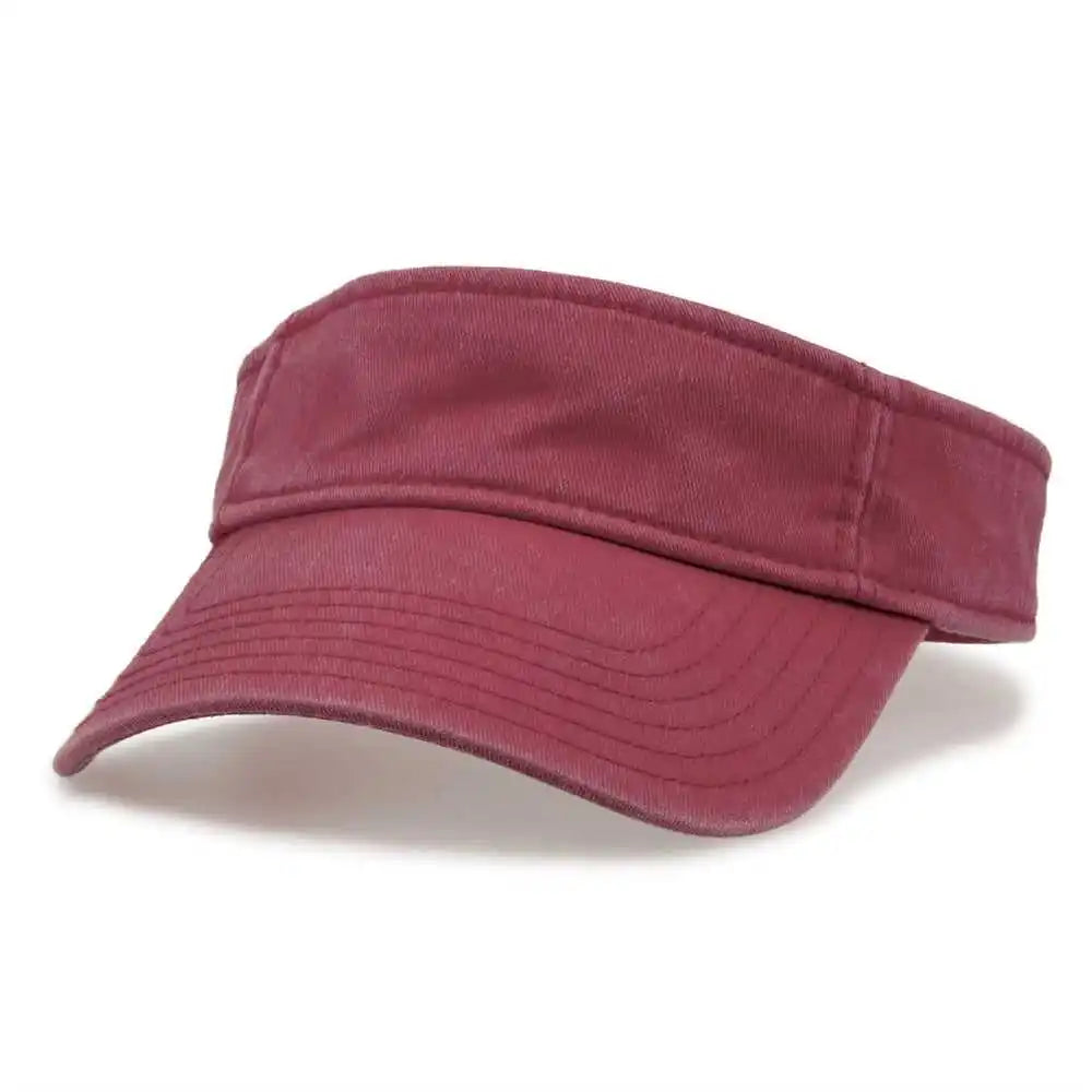 The Game Gb466 Pigment Dyed Twill Visor - Dark Maroon - Sand / one Size Fits Most