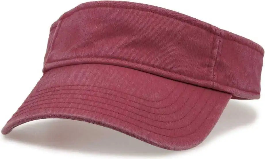 The Game Gb466 Pigment Dyed Twill Visor Dark Maroon Sand / one Size Fits Most