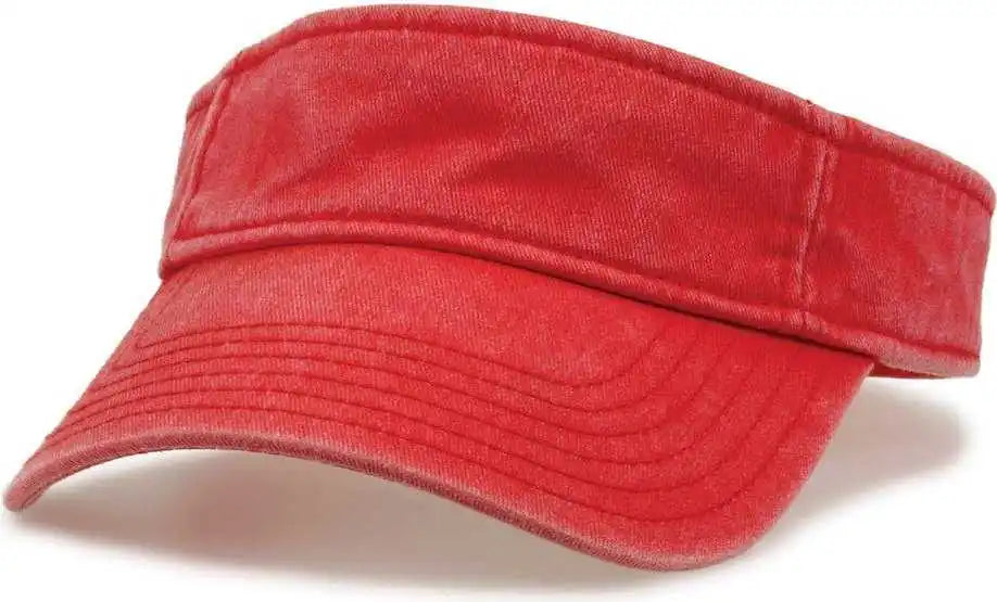 The Game Gb466 Pigment Dyed Twill Visor - Red - one Size Fits Most