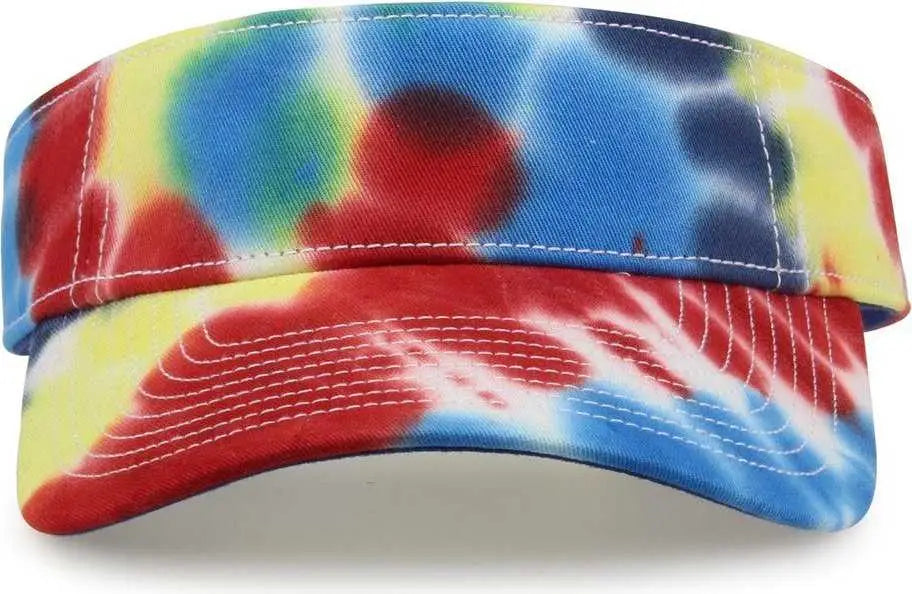 The Game Gb471 Relaxed Tie Dye and Trucker Mesh Visor - Rainbow