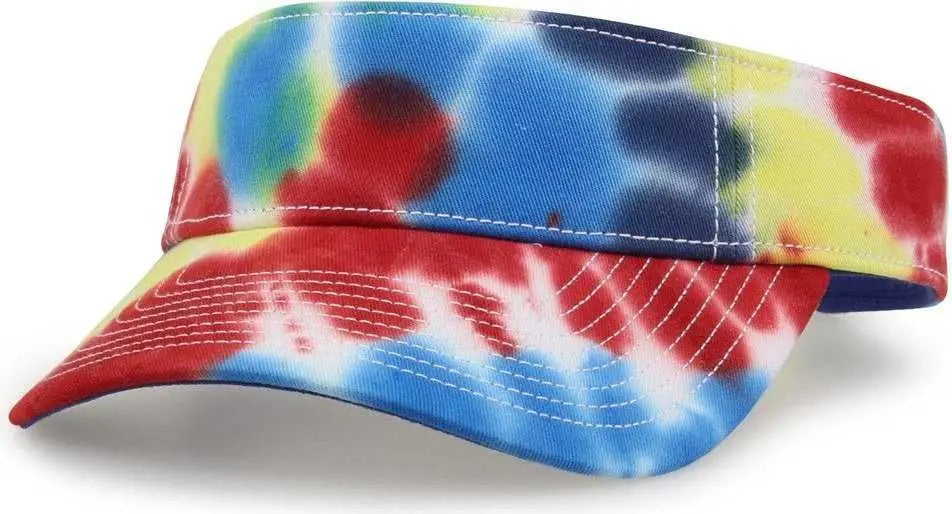 The Game Gb471 Relaxed Tie Dye and Trucker Mesh Visor - Rainbow