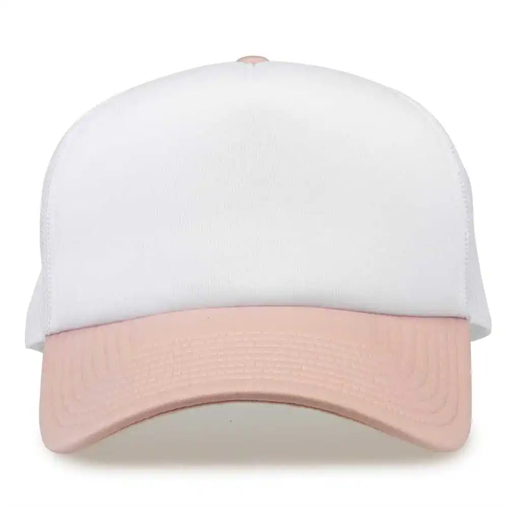 The Game Gb473 Foam Front Trucker Cap White Cameo Pink / one Size Fits Most