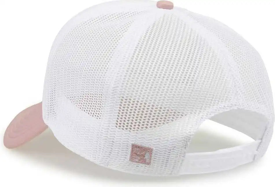 The Game Gb473 Foam Front Trucker Cap White Cameo Pink / one Size Fits Most