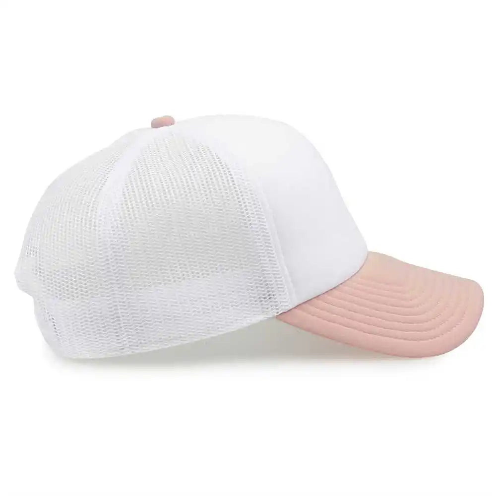 The Game Gb473 Foam Front Trucker Cap White Cameo Pink / one Size Fits Most
