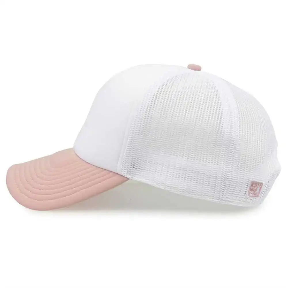 The Game Gb473 Foam Front Trucker Cap White Cameo Pink / one Size Fits Most
