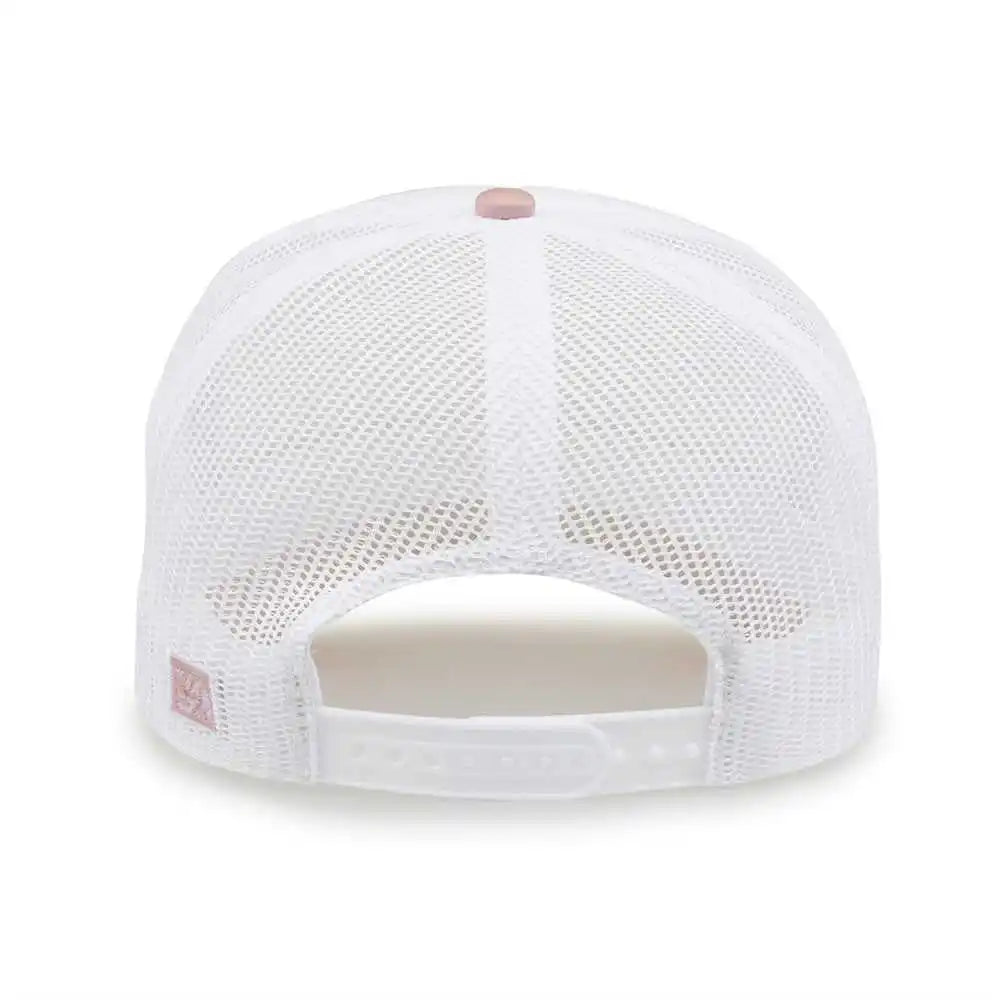 The Game Gb473 Foam Front Trucker Cap White Cameo Pink / one Size Fits Most