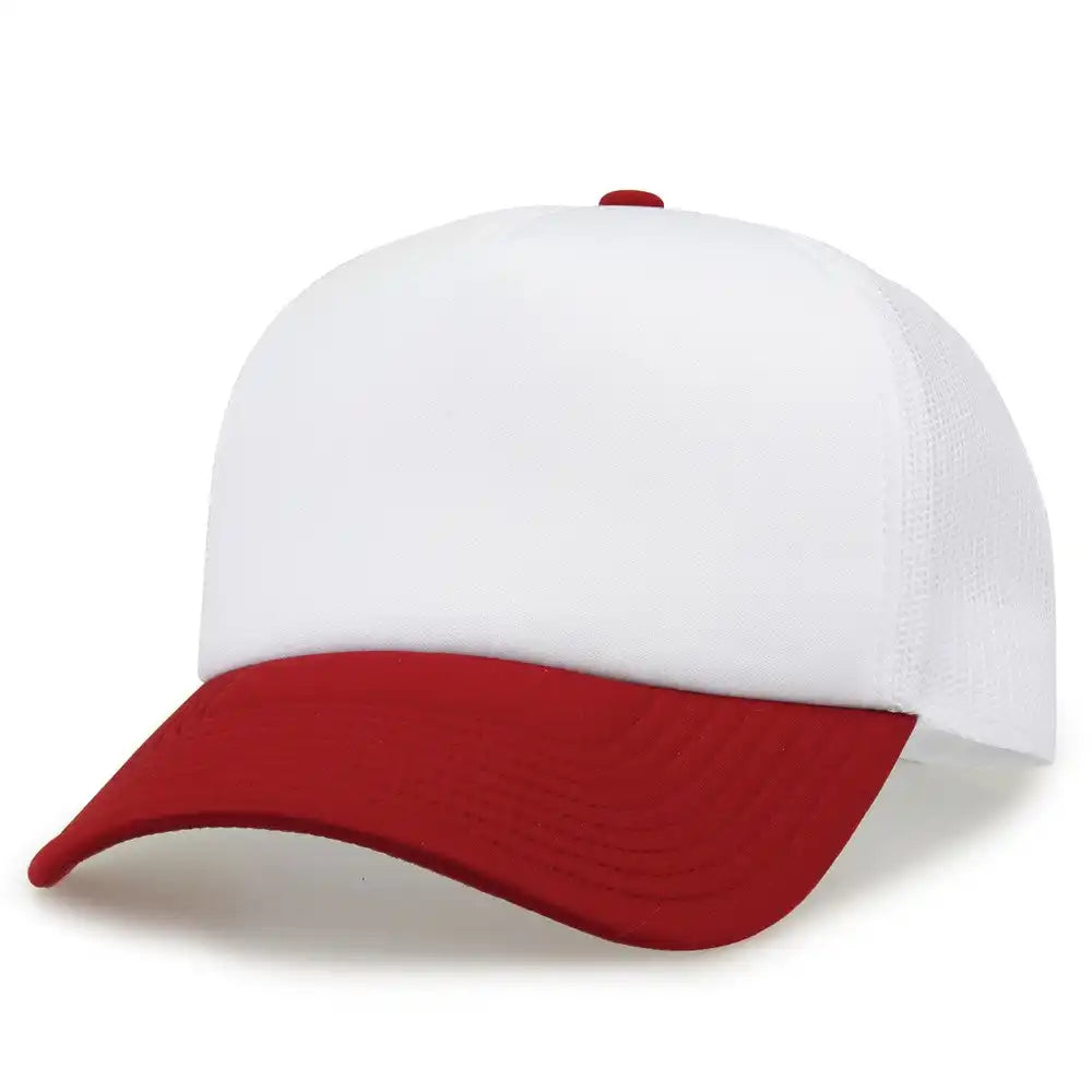 The Game Gb473 Foam Front Trucker Cap White Cardinal / one Size Fits Most
