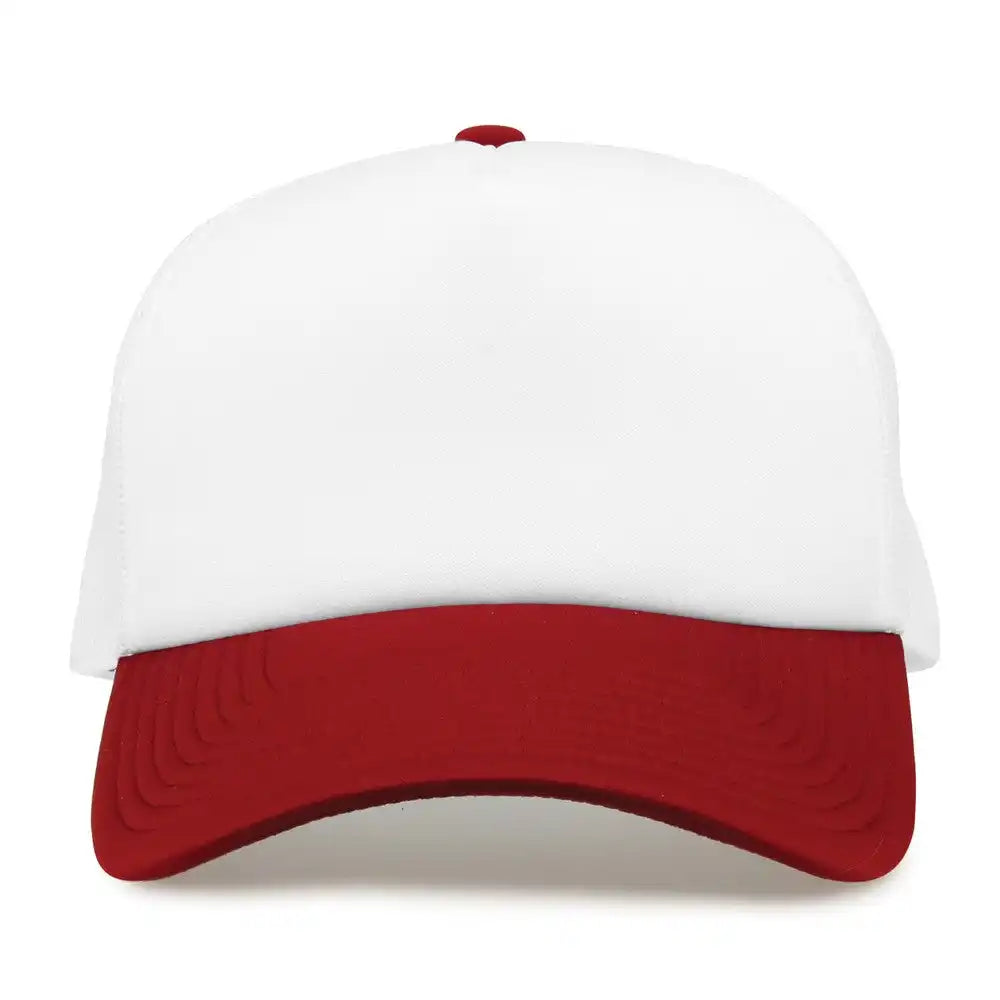 The Game Gb473 Foam Front Trucker Cap White Cardinal / one Size Fits Most