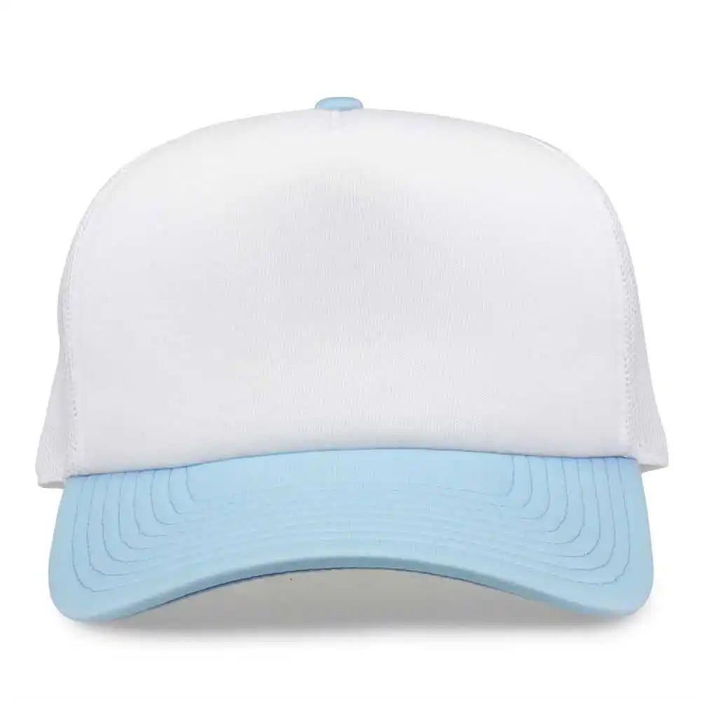 The Game Gb473 Foam Front Trucker Cap White Columbia Blue / one Size Fits Most