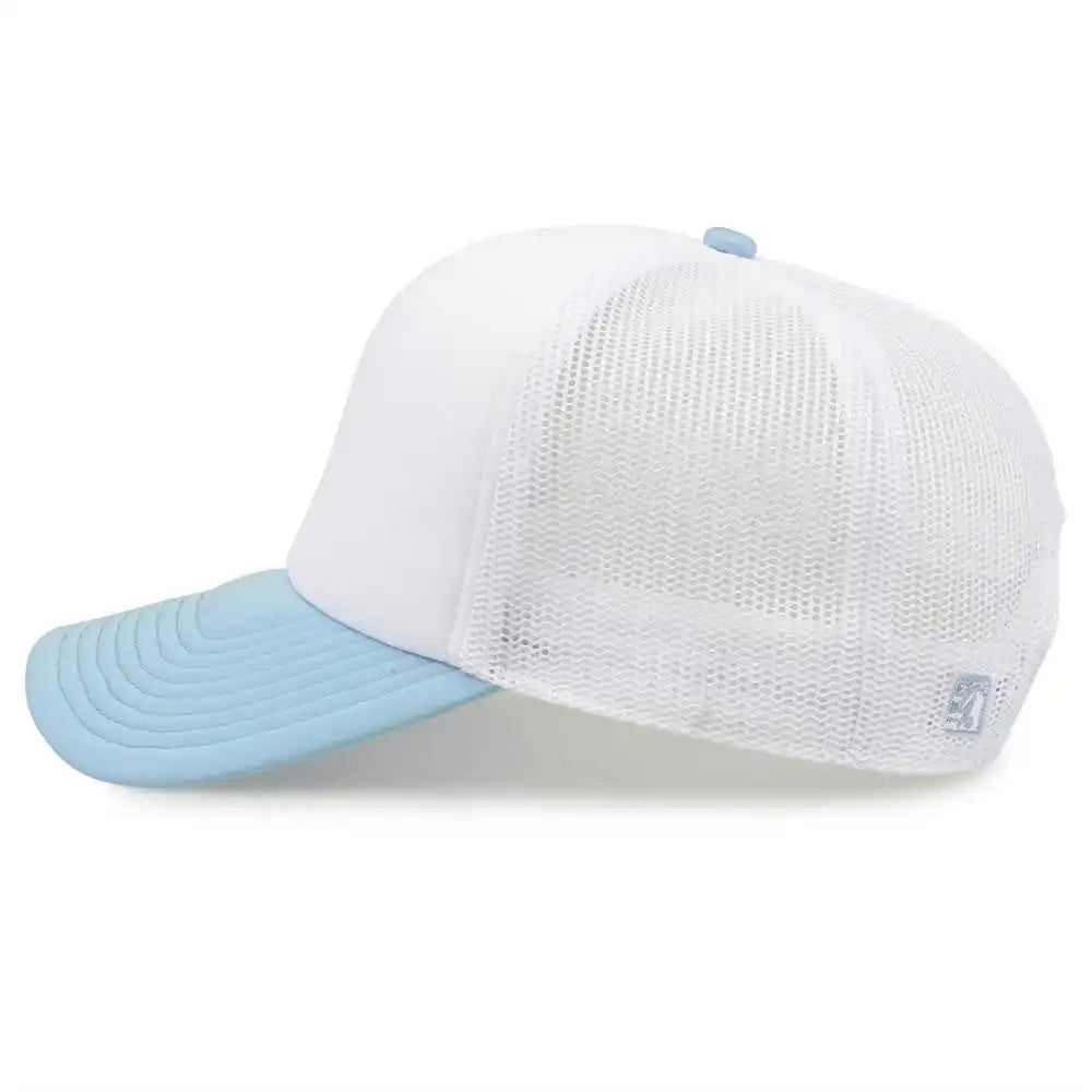 The Game Gb473 Foam Front Trucker Cap White Columbia Blue / one Size Fits Most
