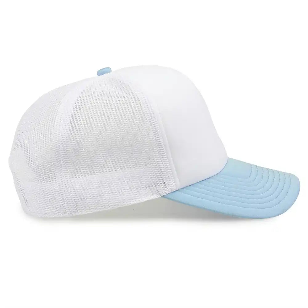 The Game Gb473 Foam Front Trucker Cap White Columbia Blue / one Size Fits Most