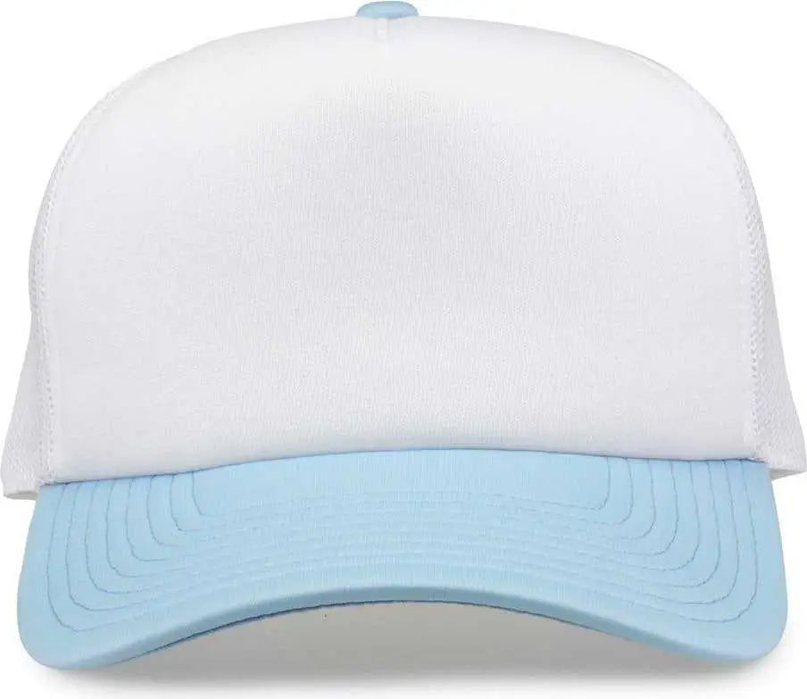 The Game Gb473 Foam Front Trucker Cap - White Columbia Blue - one Size Fits Most
