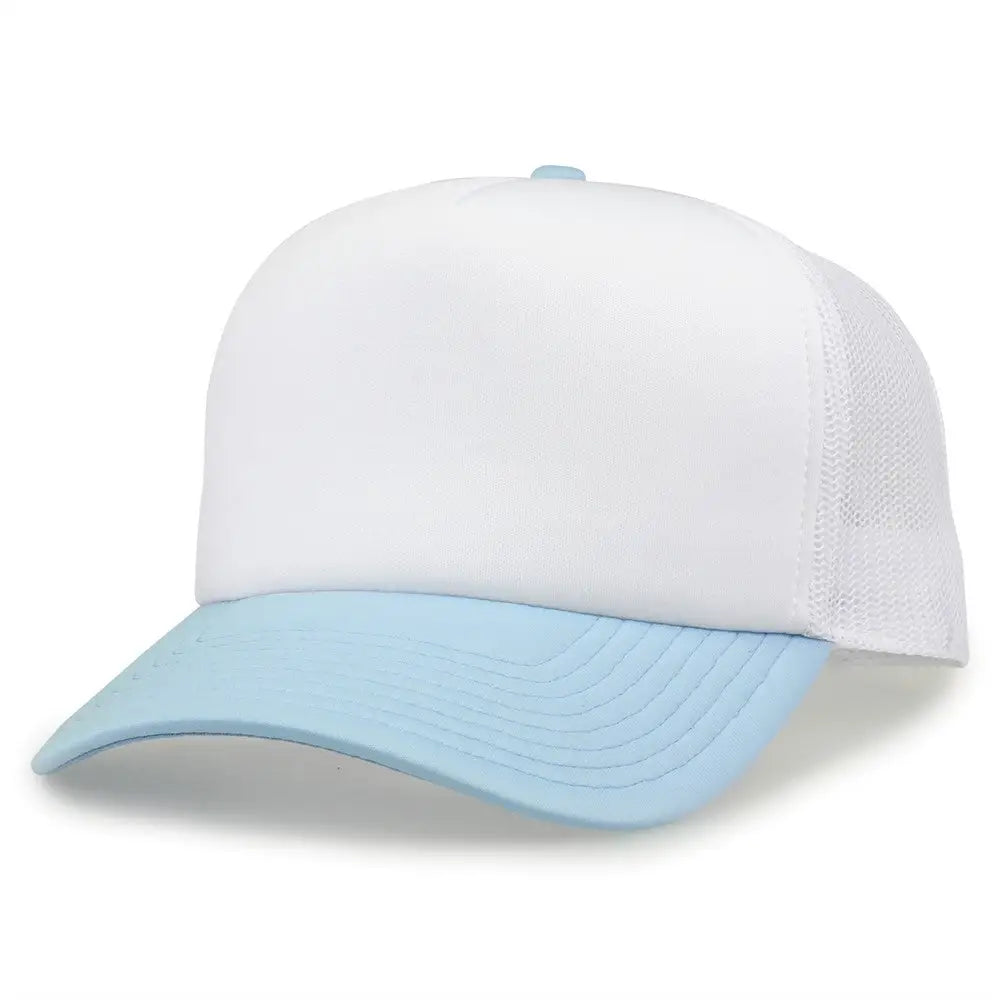 The Game Gb473 Foam Front Trucker Cap - White Columbia Blue - one Size Fits Most