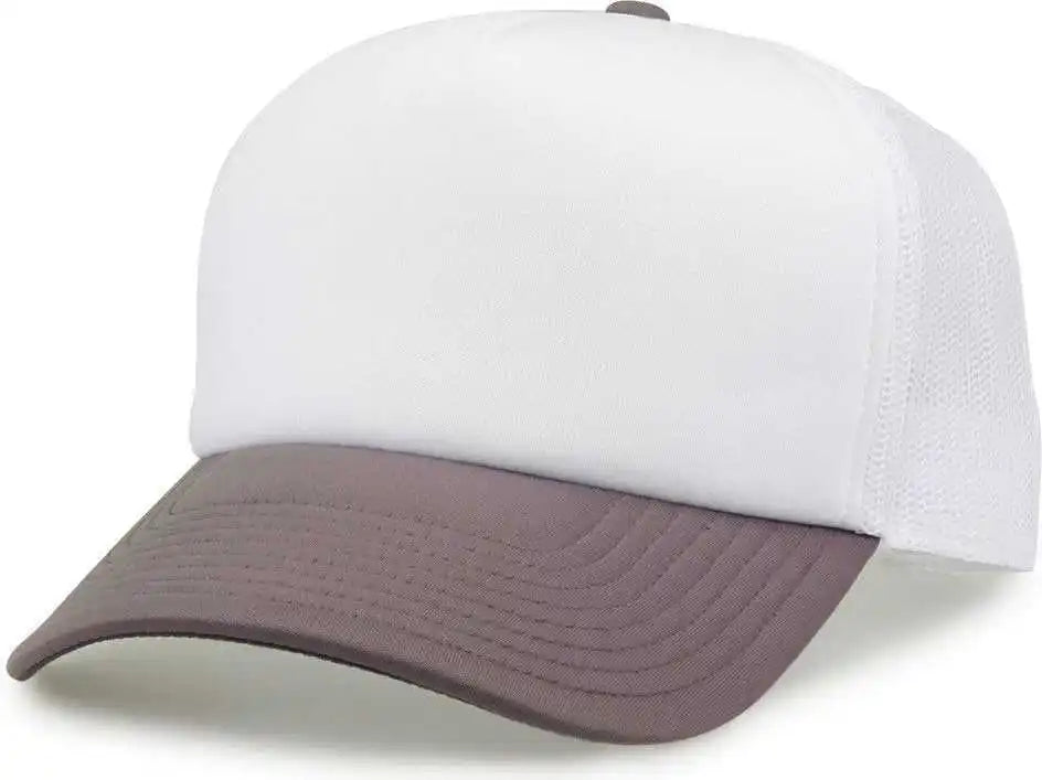 The Game Gb473 Foam Front Trucker Cap White Grey Gray / one Size Fits Most