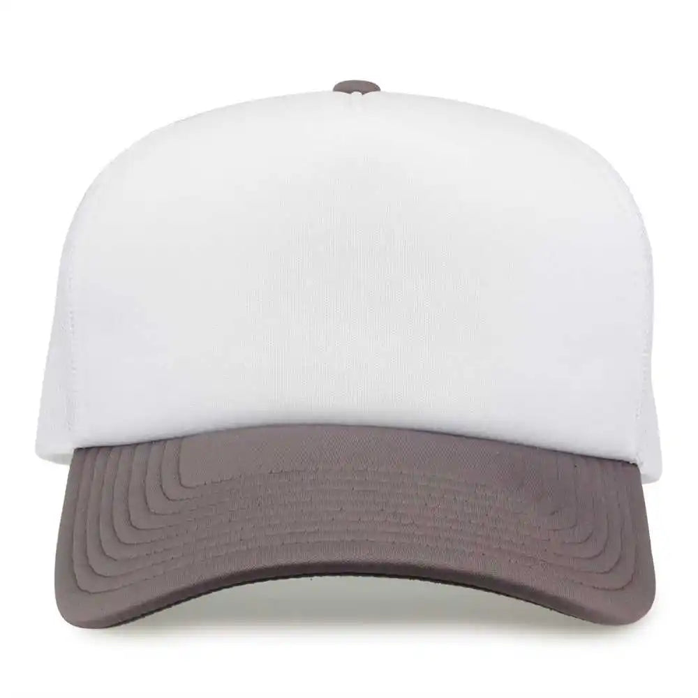 The Game Gb473 Foam Front Trucker Cap White Grey Gray / one Size Fits Most