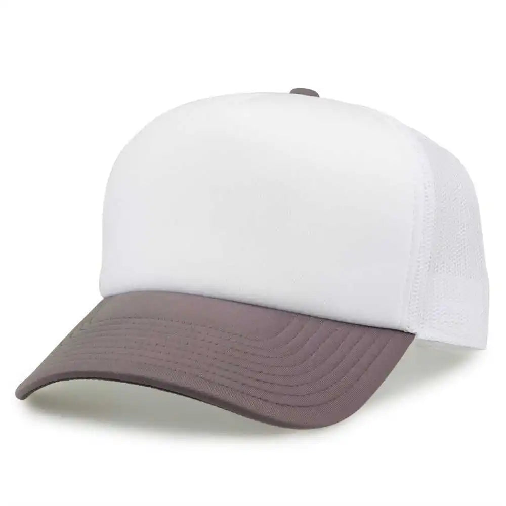 The Game Gb473 Foam Front Trucker Cap White Grey Gray / one Size Fits Most