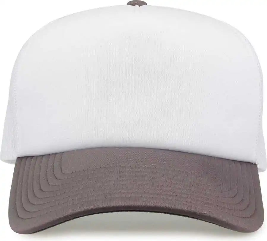 The Game Gb473 Foam Front Trucker Cap White Grey Gray / one Size Fits Most