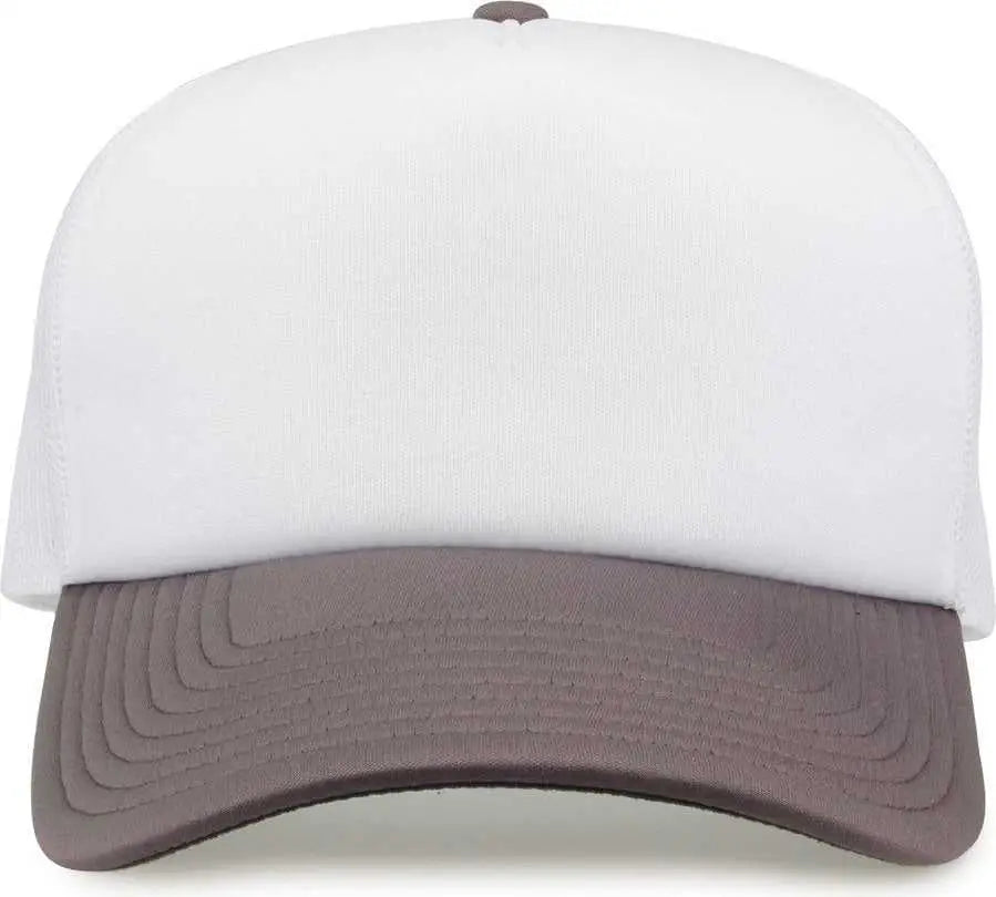 The Game Gb473 Foam Front Trucker Cap - White Grey - Gray / one Size Fits Most