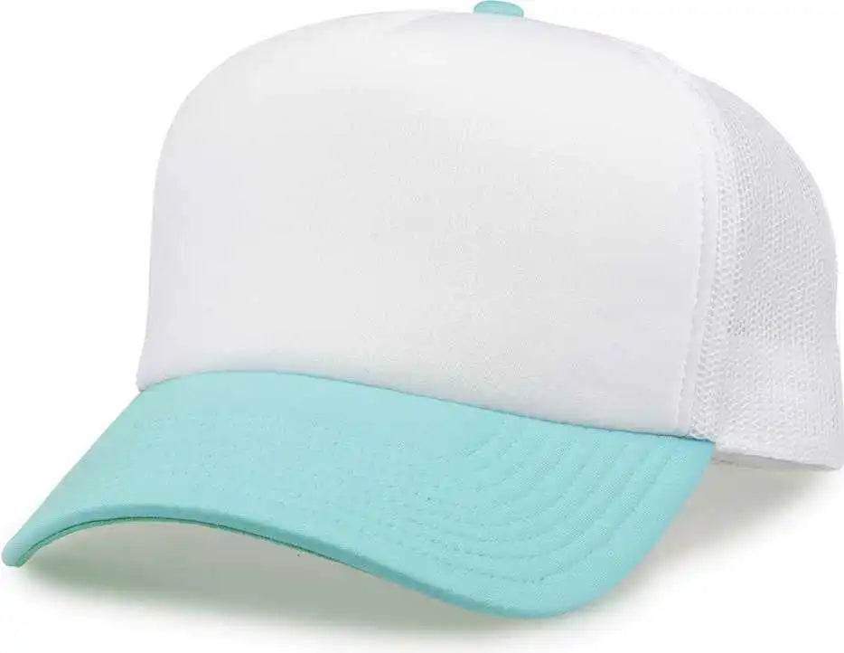 The Game Gb473 Foam Front Trucker Cap White Gumdrop Mint / one Size Fits Most