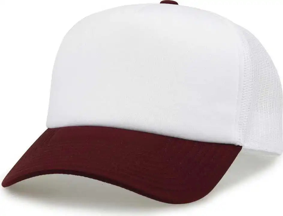 The Game Gb473 Foam Front Trucker Cap - White Maroon - one Size Fits Most