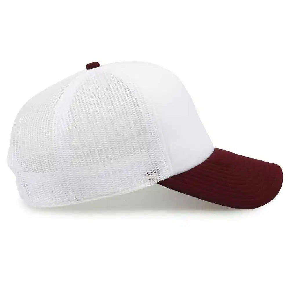 The Game Gb473 Foam Front Trucker Cap White Maroon / one Size Fits Most