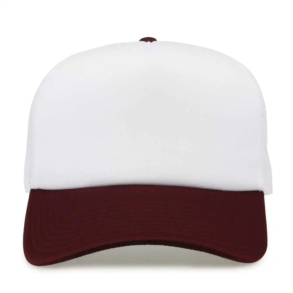 The Game Gb473 Foam Front Trucker Cap White Maroon / one Size Fits Most