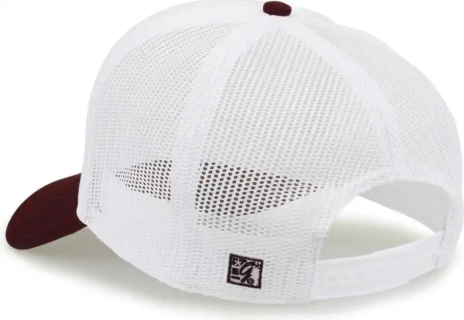 The Game Gb473 Foam Front Trucker Cap White Maroon / one Size Fits Most