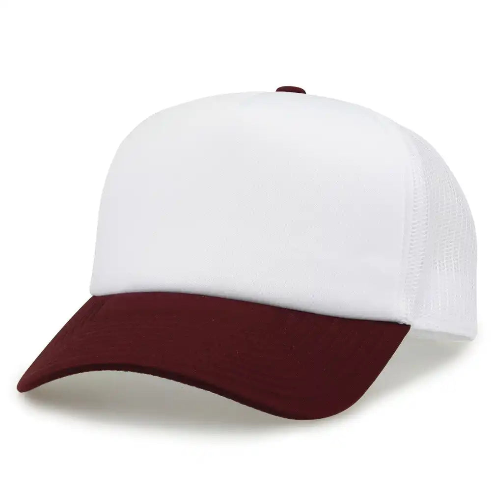 The Game Gb473 Foam Front Trucker Cap White Maroon / one Size Fits Most