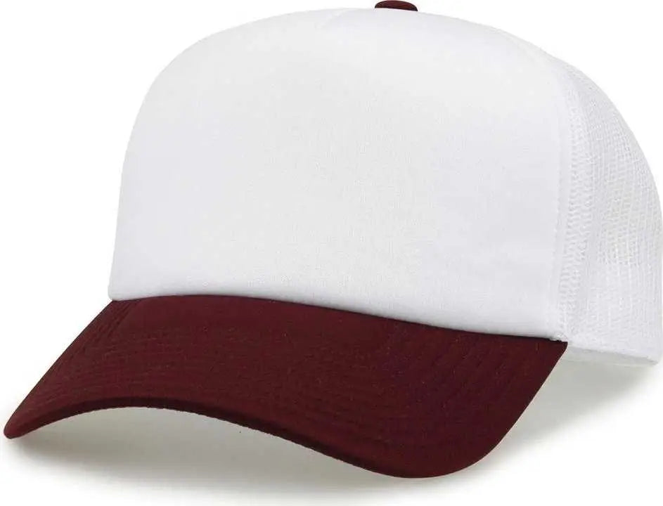 The Game Gb473 Foam Front Trucker Cap - White Maroon