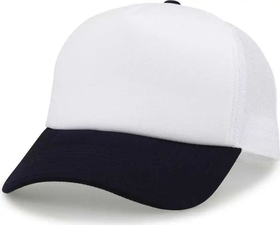 The Game Gb473 Foam Front Trucker Cap White Navy / one Size Fits Most