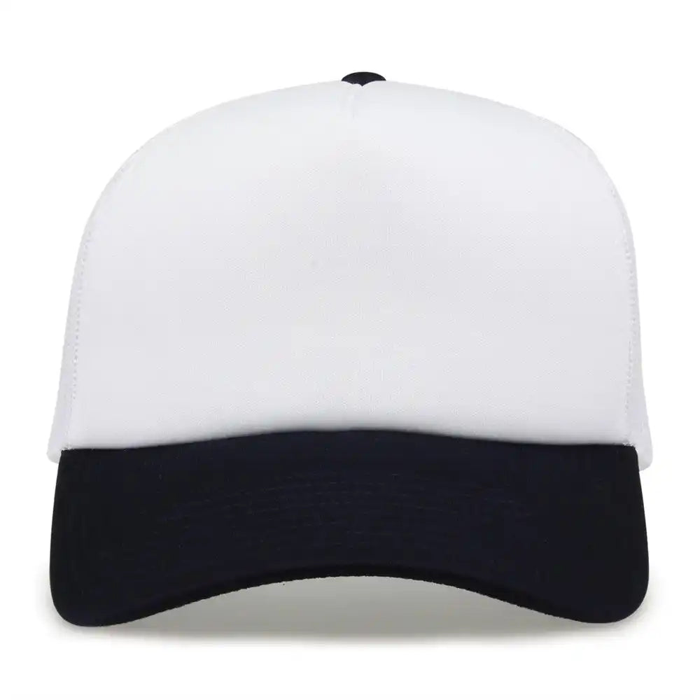 The Game Gb473 Foam Front Trucker Cap White Navy / one Size Fits Most