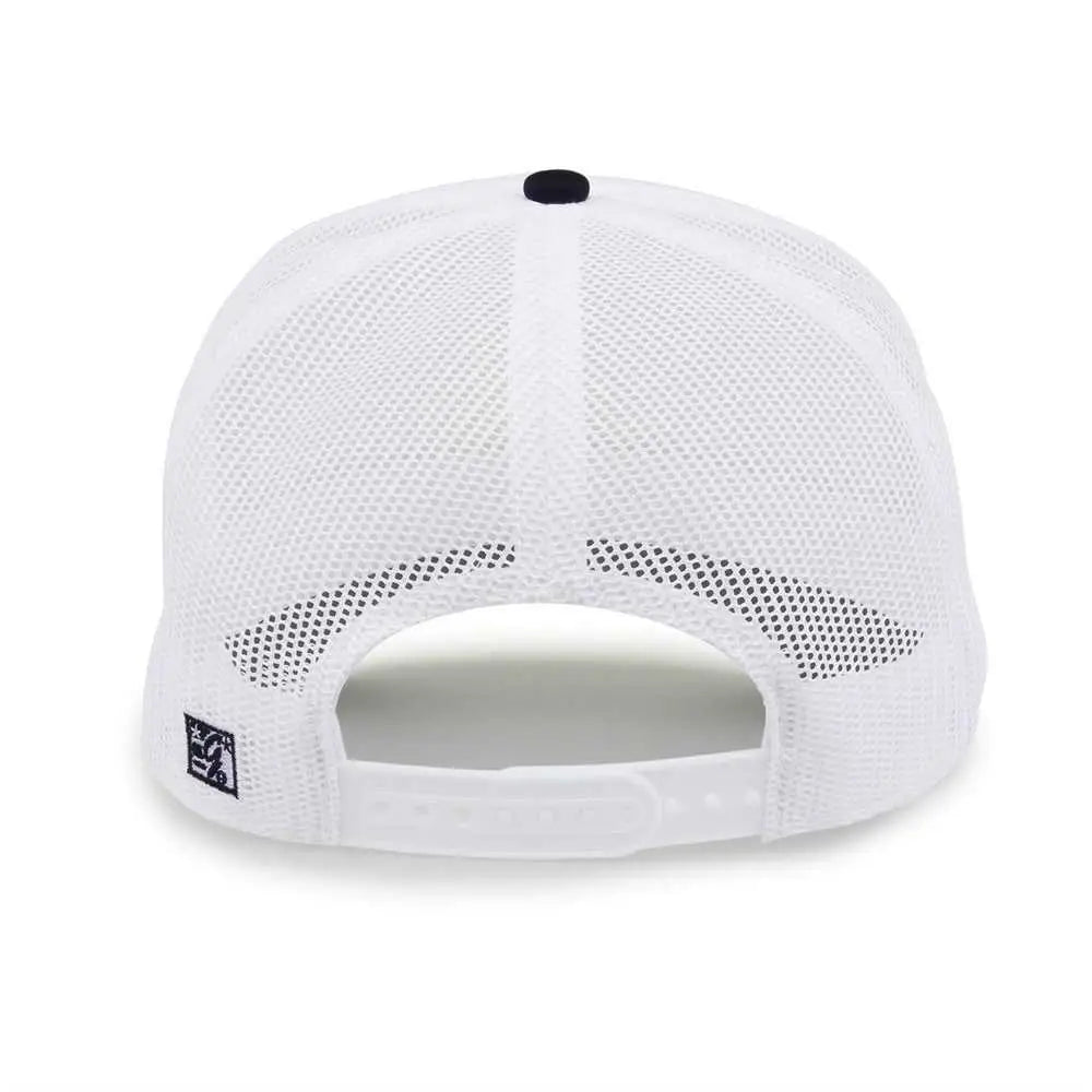 The Game Gb473 Foam Front Trucker Cap - White Navy - one Size Fits Most