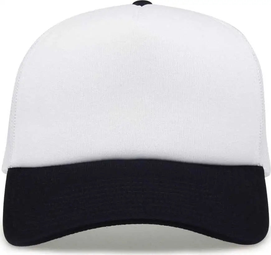 The Game Gb473 Foam Front Trucker Cap - White Navy - one Size Fits Most