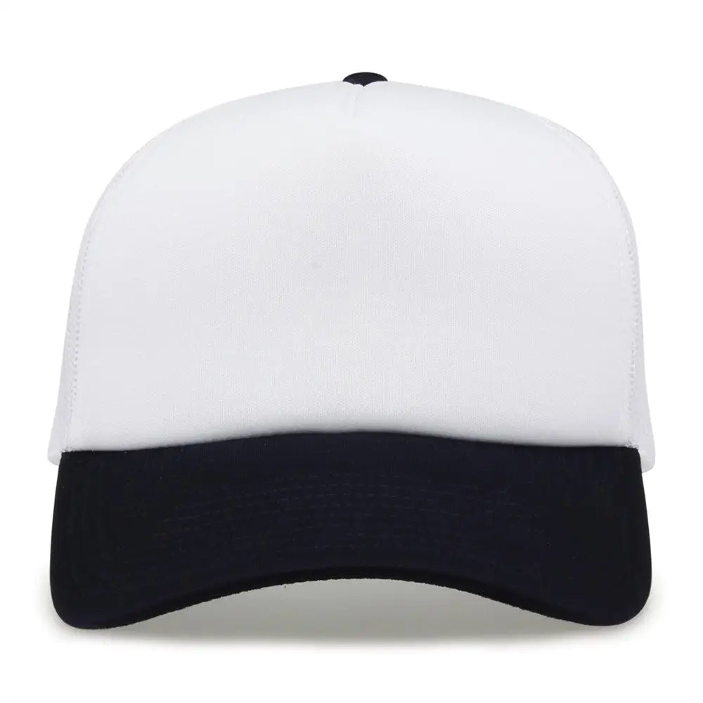 The Game Gb473 Foam Front Trucker Cap - White Navy - one Size Fits Most