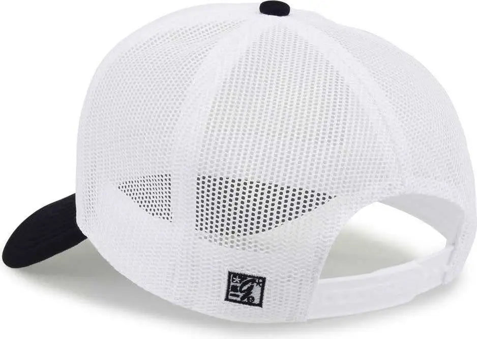 The Game Gb473 Foam Front Trucker Cap - White Navy - one Size Fits Most