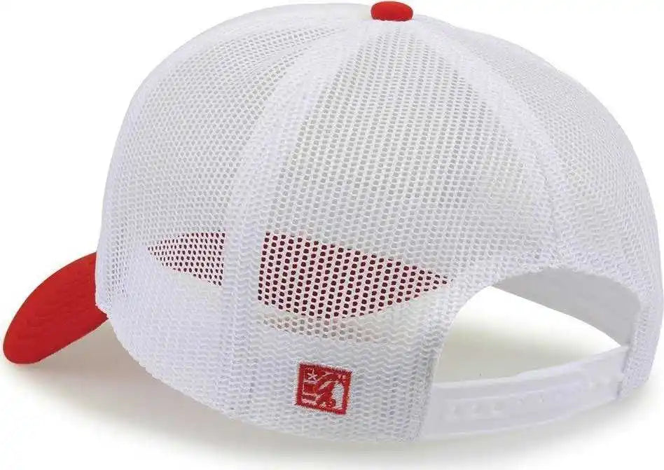 The Game Gb473 Foam Front Trucker Cap White Red / one Size Fits Most