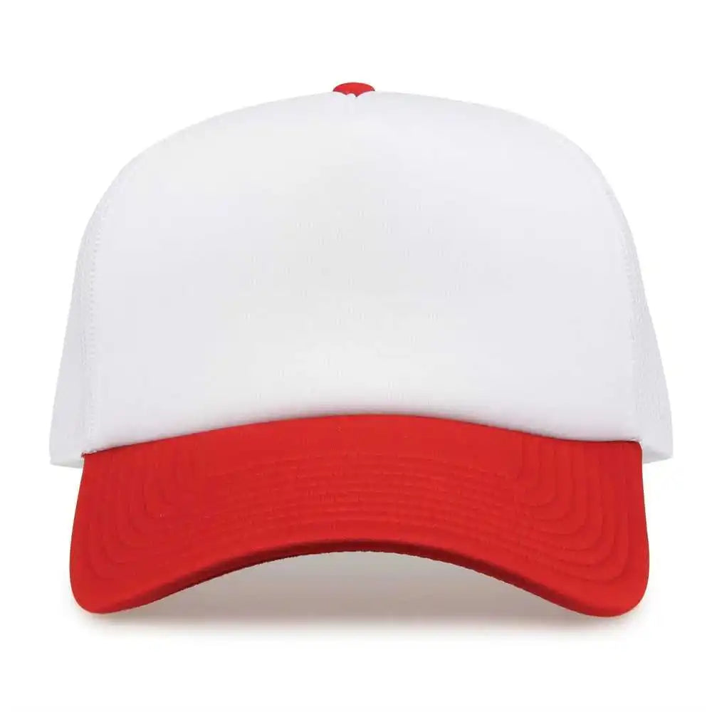 The Game Gb473 Foam Front Trucker Cap White Red / one Size Fits Most