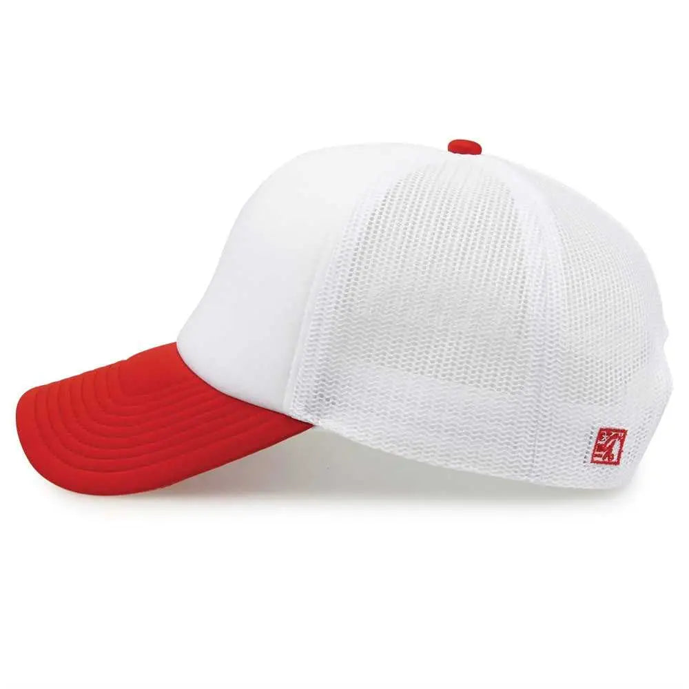 The Game Gb473 Foam Front Trucker Cap - White Red - one Size Fits Most