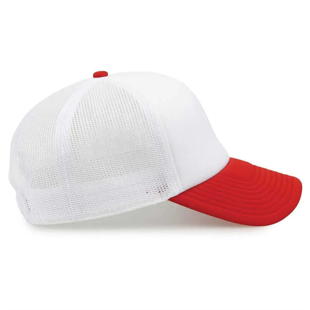 The Game Gb473 Foam Front Trucker Cap - White Red - one Size Fits Most