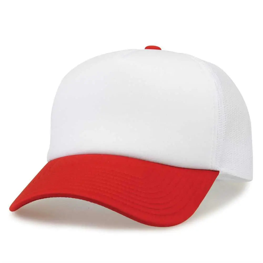 The Game Gb473 Foam Front Trucker Cap - White Red - one Size Fits Most