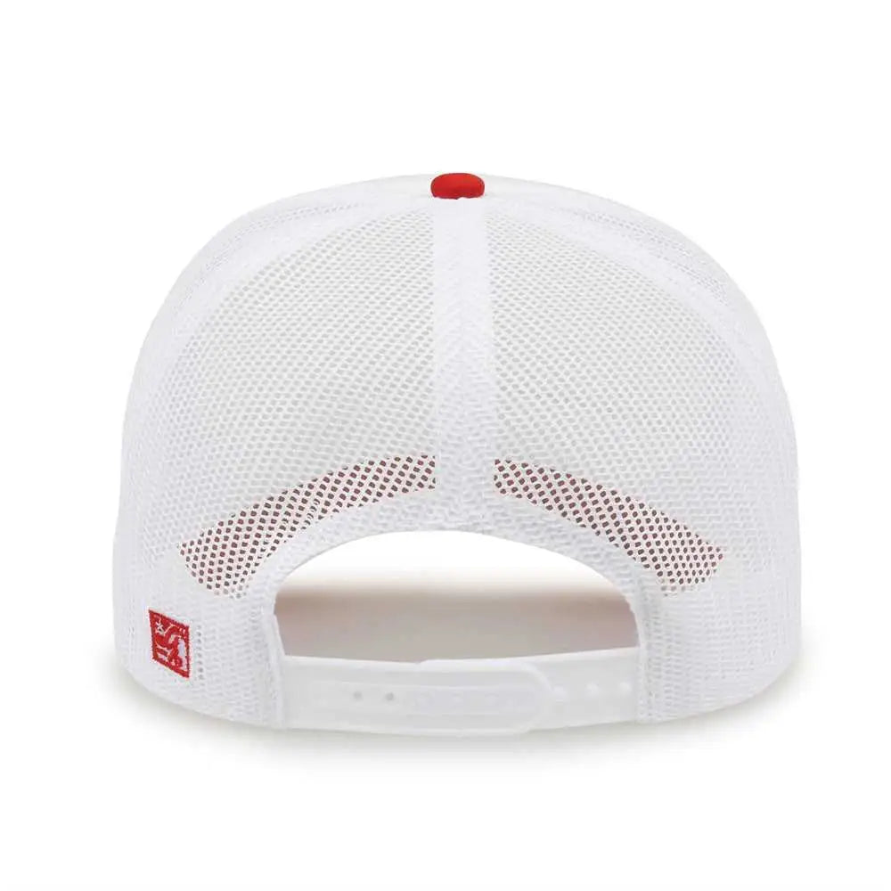 The Game Gb473 Foam Front Trucker Cap - White Red - one Size Fits Most