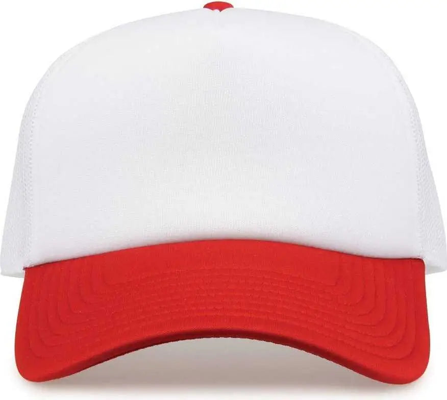 The Game Gb473 Foam Front Trucker Cap - White Red - one Size Fits Most