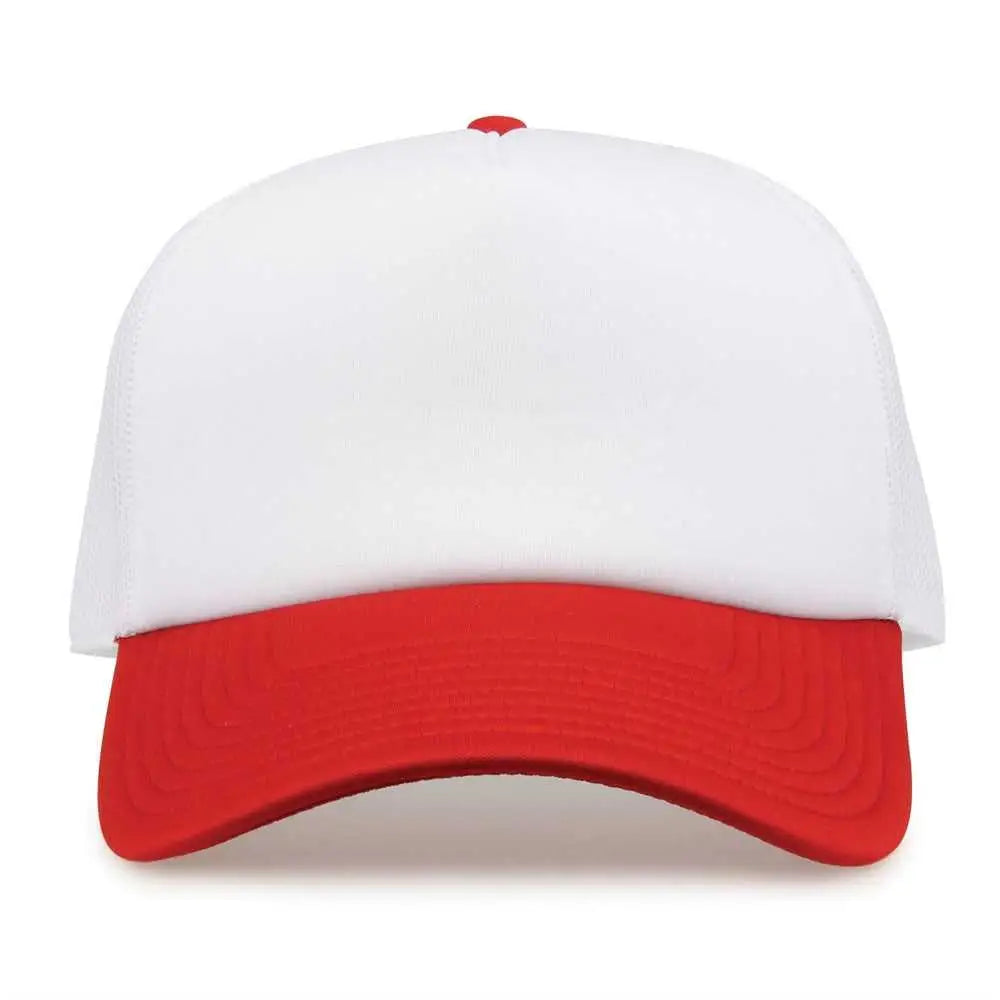 The Game Gb473 Foam Front Trucker Cap - White Red - one Size Fits Most