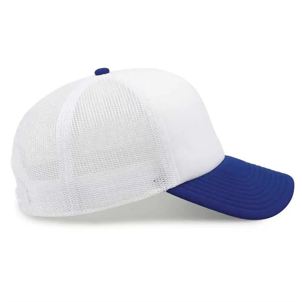The Game Gb473 Foam Front Trucker Cap White Royal / one Size Fits Most