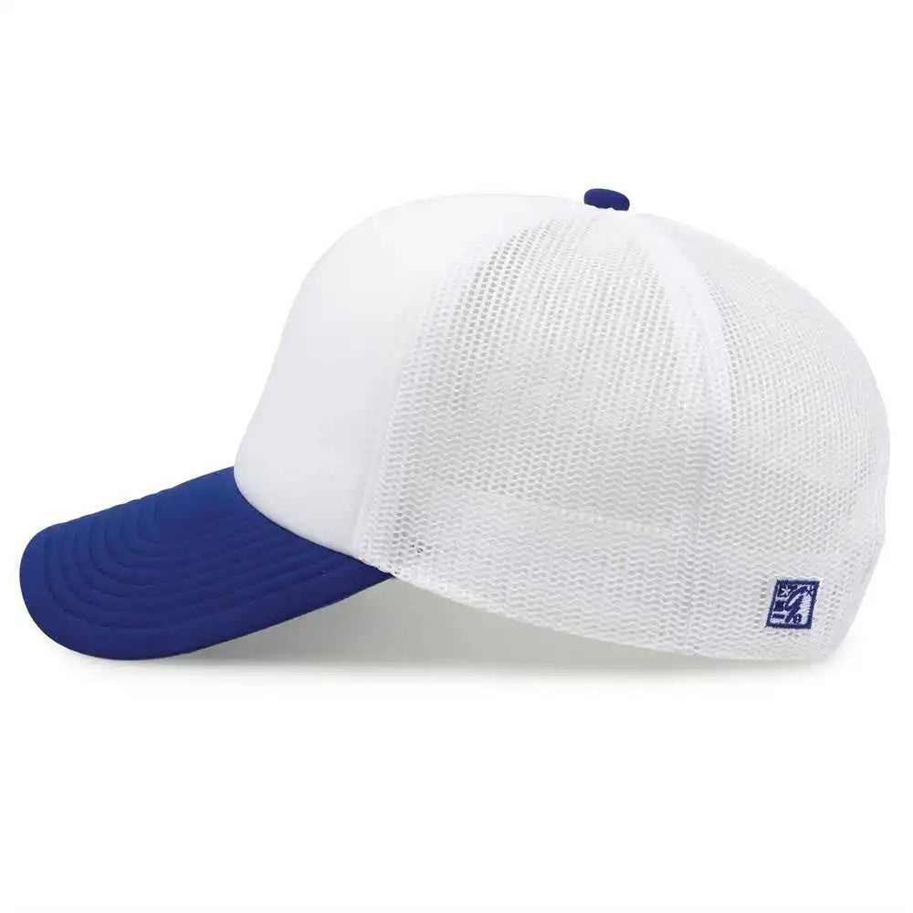 The Game Gb473 Foam Front Trucker Cap White Royal / one Size Fits Most