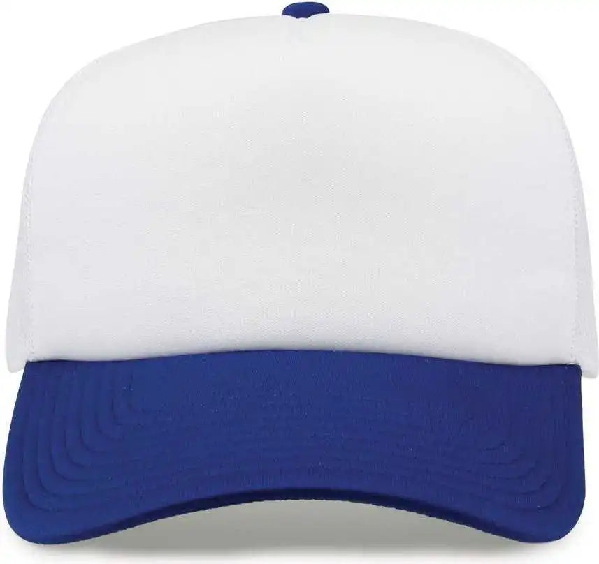 The Game Gb473 Foam Front Trucker Cap White Royal / one Size Fits Most